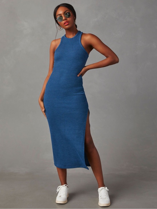 Vici Dresses & Skirts - VICI Sleeveless Rib Knit Midi Dress in Blue